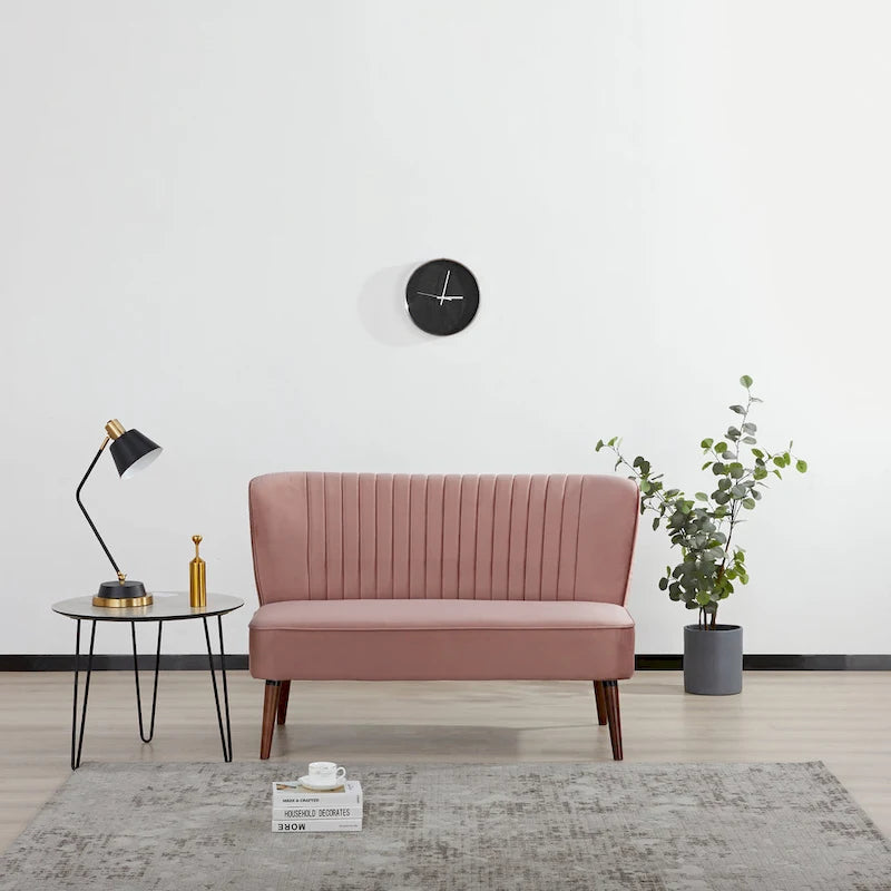 Mid-Century Modern Armloses Samt-Loveseat-Sofa