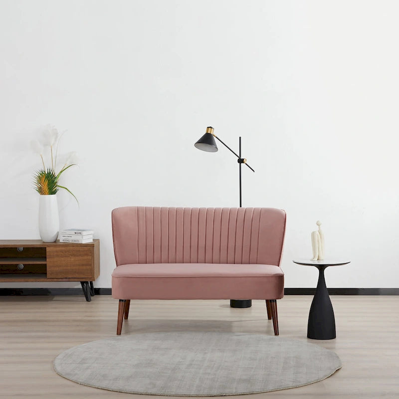 Mid-Century Modern Armloses Samt-Loveseat-Sofa