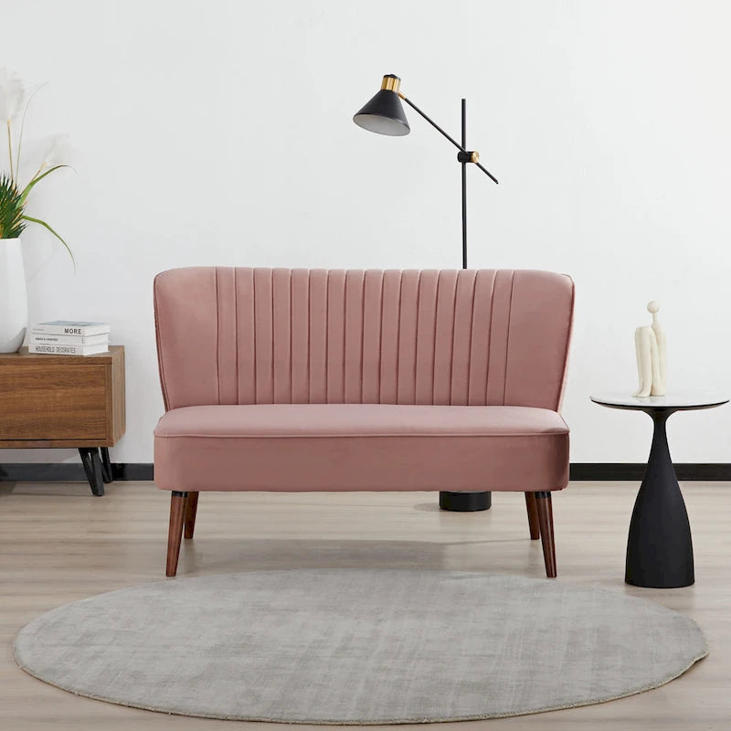 Mid-Century Modern Armloses Samt-Loveseat-Sofa