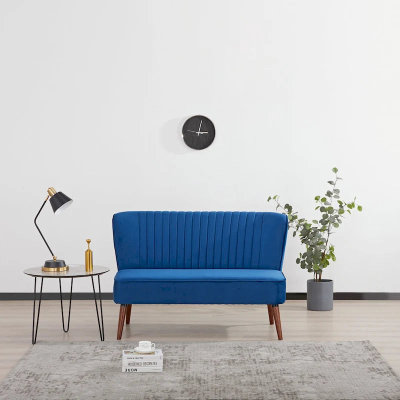 Mid-Century Modern Armloses Samt-Loveseat-Sofa