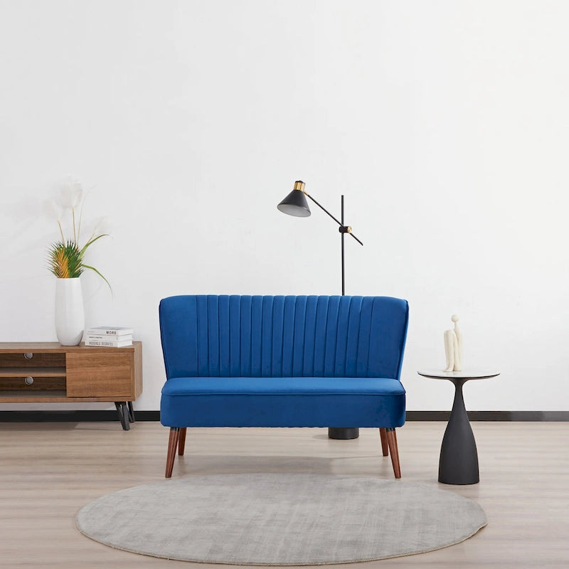 Mid-Century Modern Armloses Samt-Loveseat-Sofa