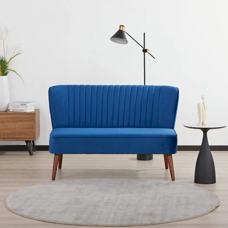 Mid-Century Modern Armloses Samt-Loveseat-Sofa
