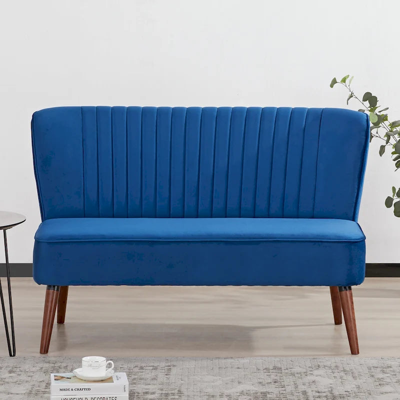 Mid-Century Modern Armloses Samt-Loveseat-Sofa