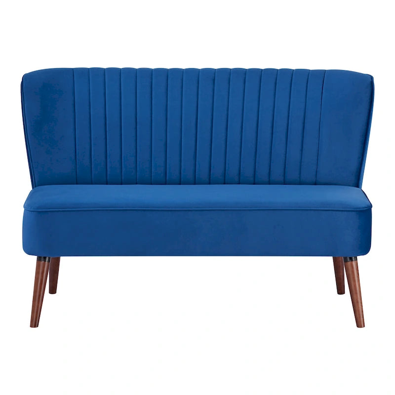 Mid-Century Modern Armloses Samt-Loveseat-Sofa