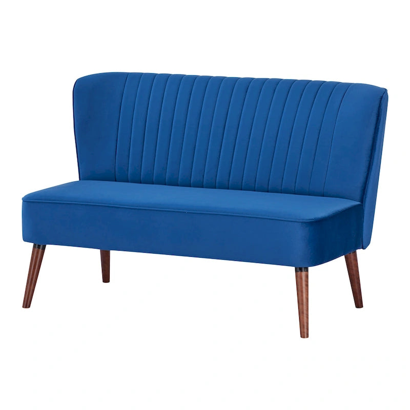 Mid-Century Modern Armloses Samt-Loveseat-Sofa
