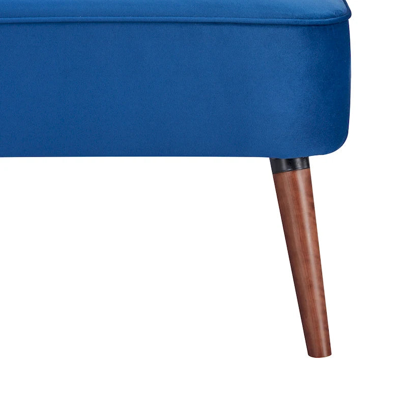 Mid-Century Modern Armloses Samt-Loveseat-Sofa