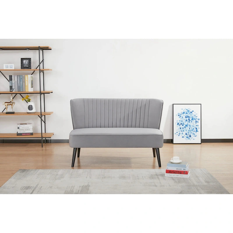 Mid-Century Modern Armloses Samt-Loveseat-Sofa