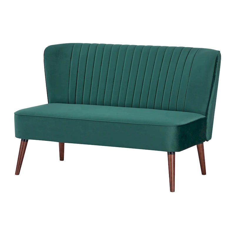 Mid-Century Modern Armloses Samt-Loveseat-Sofa