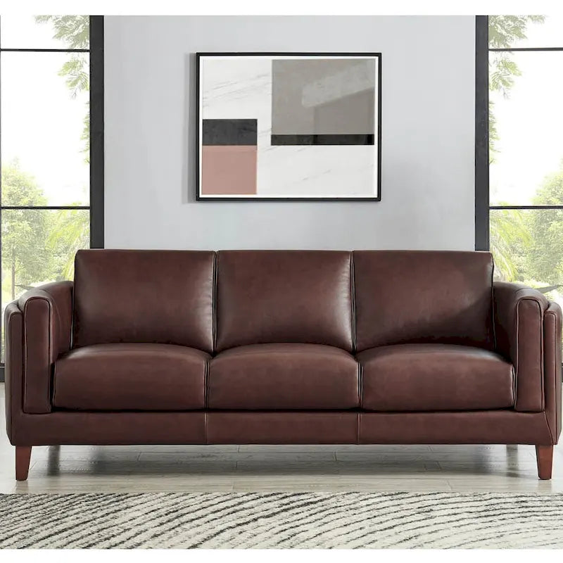 Ledersofa mit Federkern, Memoryschaum und Federn