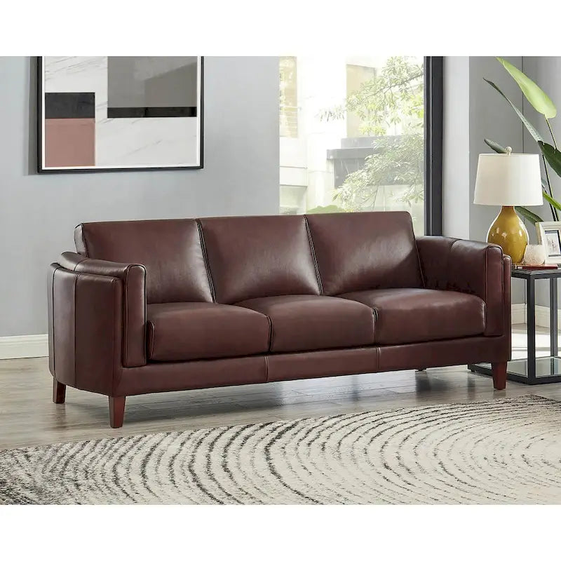 Ledersofa mit Federkern, Memoryschaum und Federn