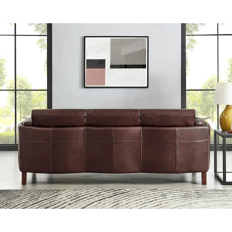 Ledersofa mit Federkern, Memoryschaum und Federn