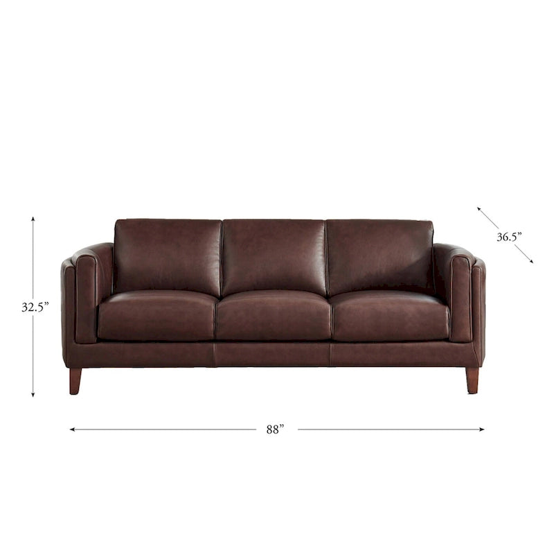 Ledersofa mit Federkern, Memoryschaum und Federn