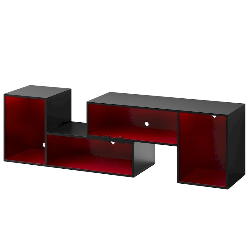 Moderner DIY-TV-Ständer, verformbares Entertainment Center mit LED-Lichtleiste