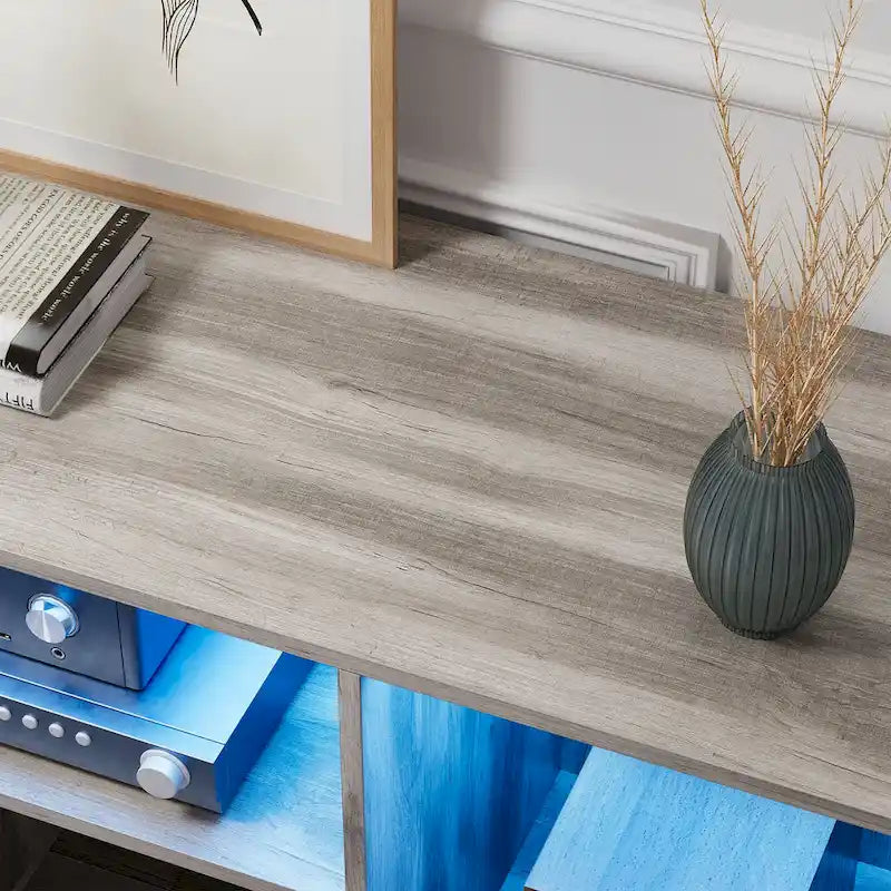Moderner DIY-TV-Ständer, verformbares Entertainment Center mit LED-Lichtleiste