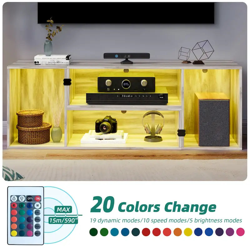 Moderner DIY-TV-Ständer, verformbares Entertainment Center mit LED-Lichtleiste