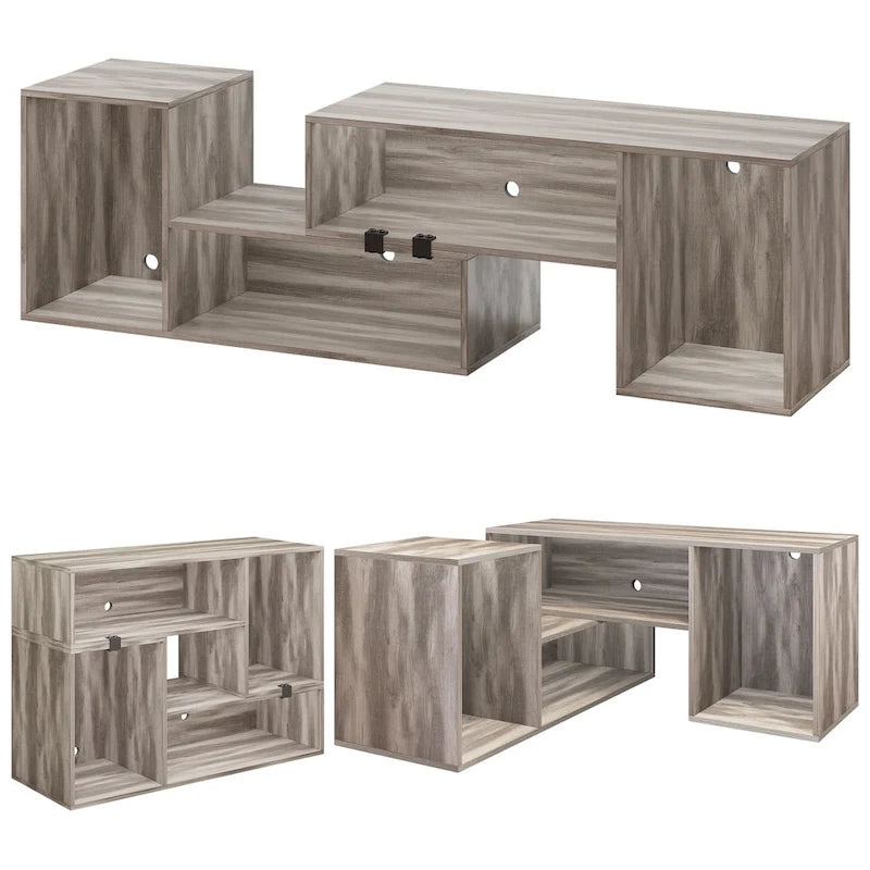 Moderner DIY-TV-Ständer, verformbares Entertainment Center mit LED-Lichtleiste