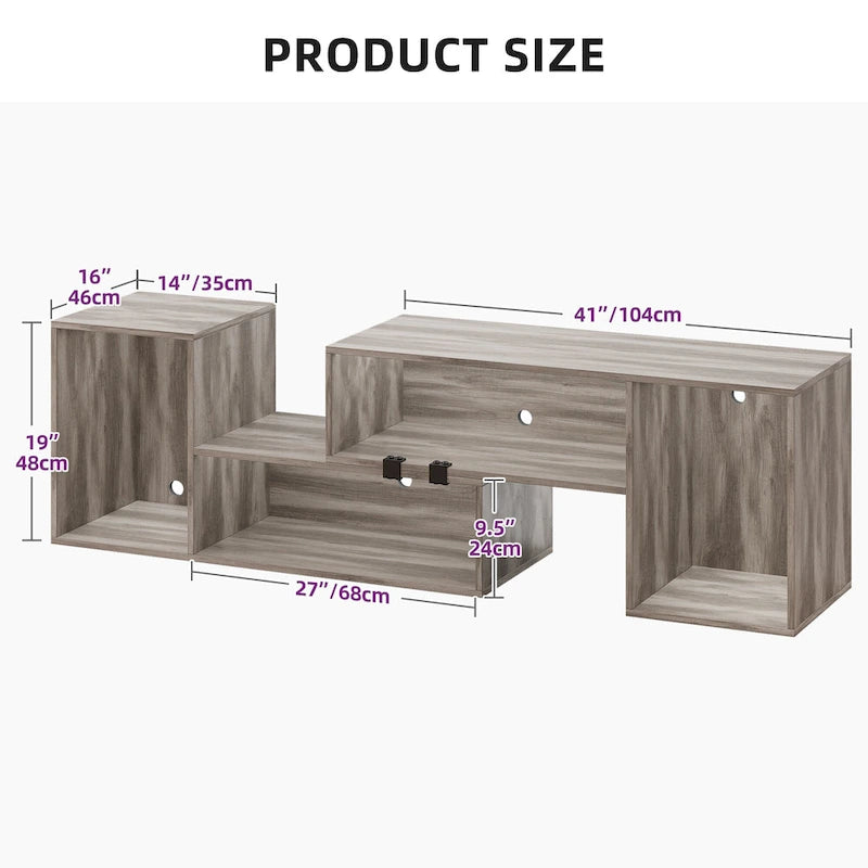 Moderner DIY-TV-Ständer, verformbares Entertainment Center mit LED-Lichtleiste