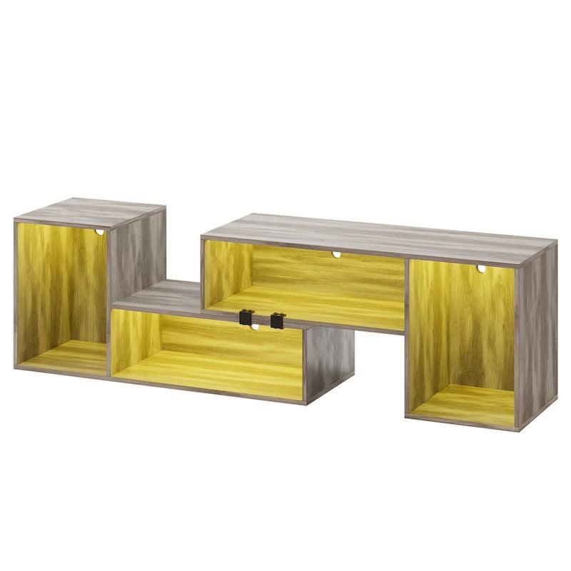 Moderner DIY-TV-Ständer, verformbares Entertainment Center mit LED-Lichtleiste
