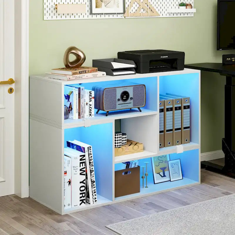 Moderner DIY-TV-Ständer, verformbares Entertainment Center mit LED-Lichtleiste