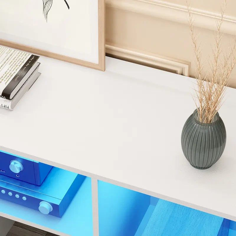 Moderner DIY-TV-Ständer, verformbares Entertainment Center mit LED-Lichtleiste