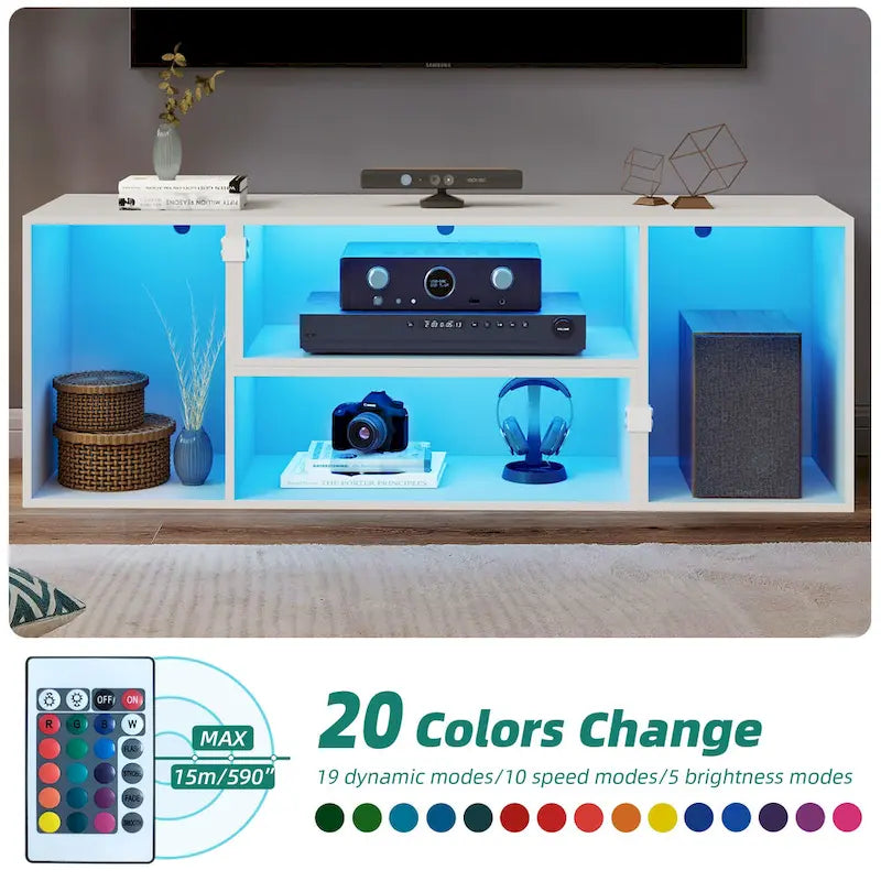 Moderner DIY-TV-Ständer, verformbares Entertainment Center mit LED-Lichtleiste