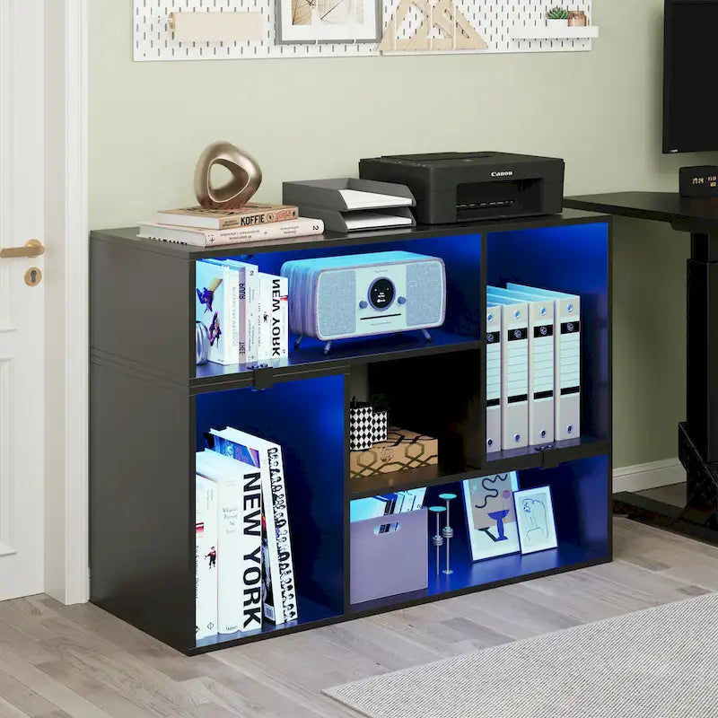 Moderner DIY-TV-Ständer, verformbares Entertainment Center mit LED-Lichtleiste