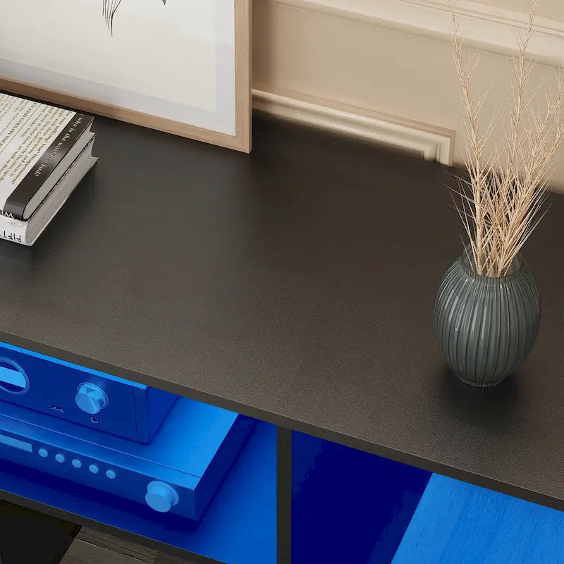 Moderner DIY-TV-Ständer, verformbares Entertainment Center mit LED-Lichtleiste