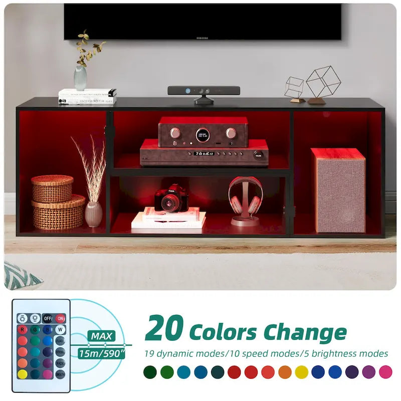 Moderner DIY-TV-Ständer, verformbares Entertainment Center mit LED-Lichtleiste
