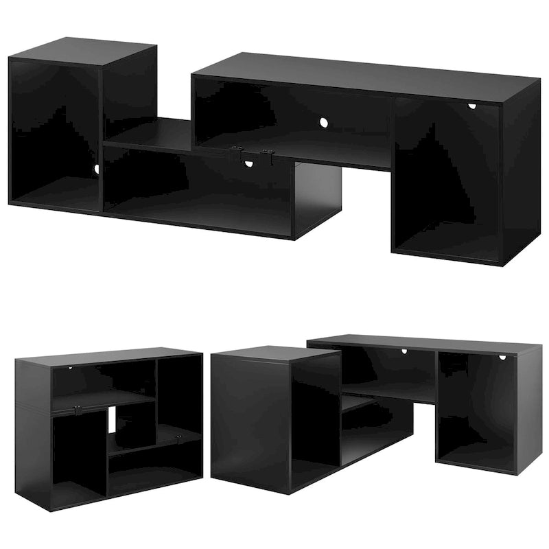 Moderner DIY-TV-Ständer, verformbares Entertainment Center mit LED-Lichtleiste