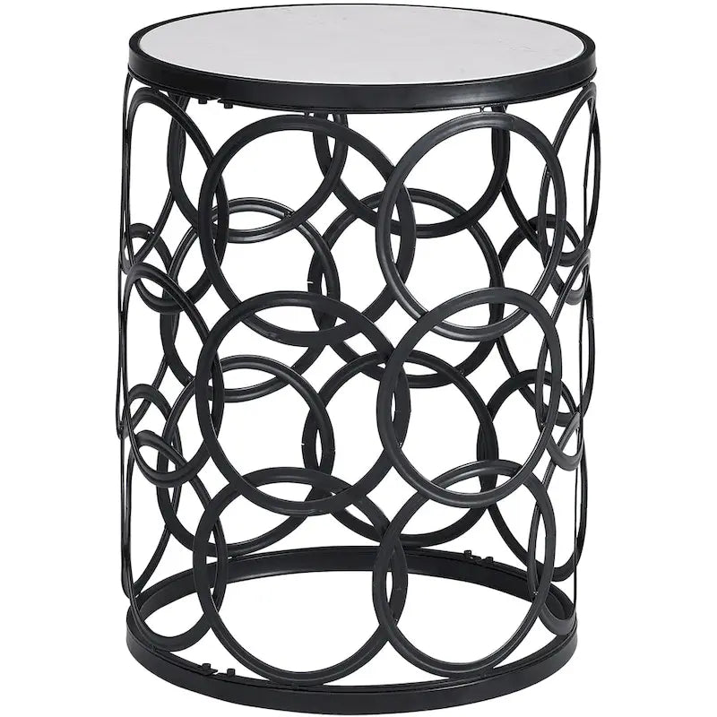 Vergoldeter runder Beistelltisch mit Eisenakzenten, 42,5 x 42,5 x 56 cm