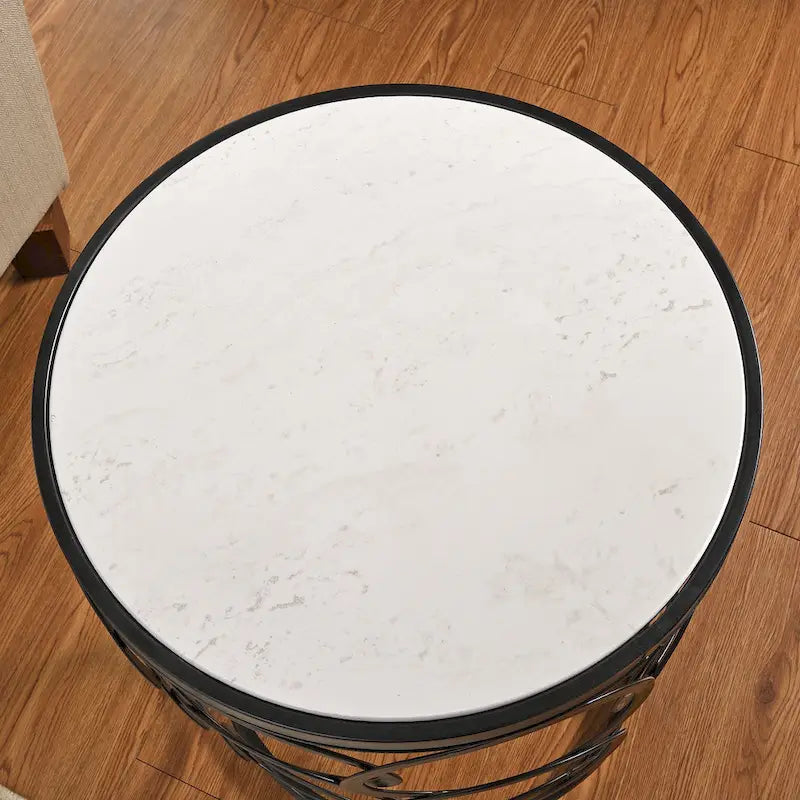 Vergoldeter runder Beistelltisch mit Eisenakzenten, 42,5 x 42,5 x 56 cm