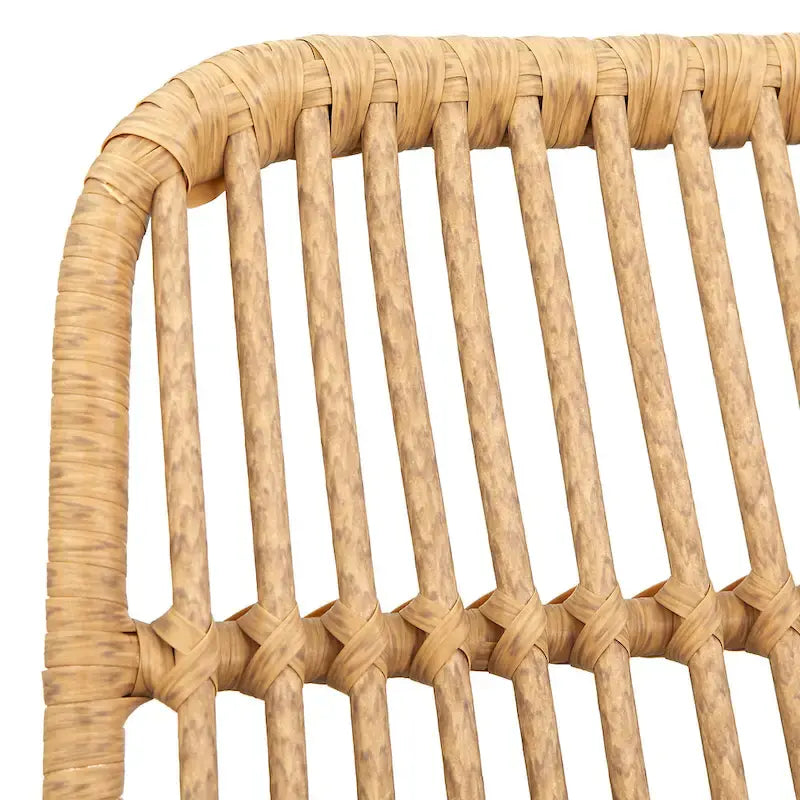 Barhocker aus Kunst-Rattan mit schwarzen Metallbeinen, 76 cm hoch (2er-Set)