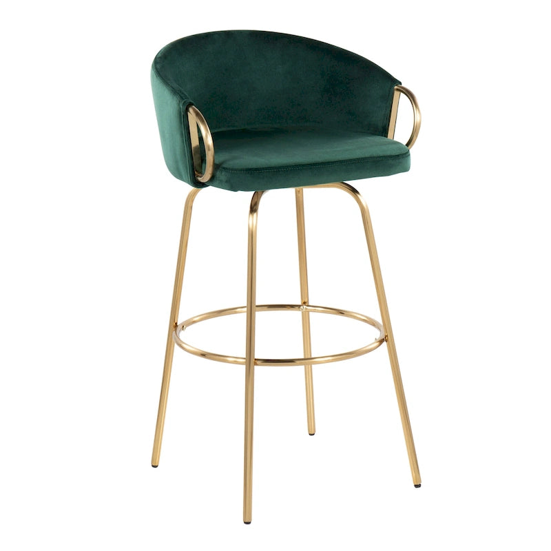 2er-Set Barhocker, feststehende Höhe 76 cm, goldfarbenes Metall