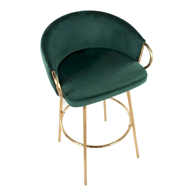 2er-Set Barhocker, feststehende Höhe 76 cm, goldfarbenes Metall