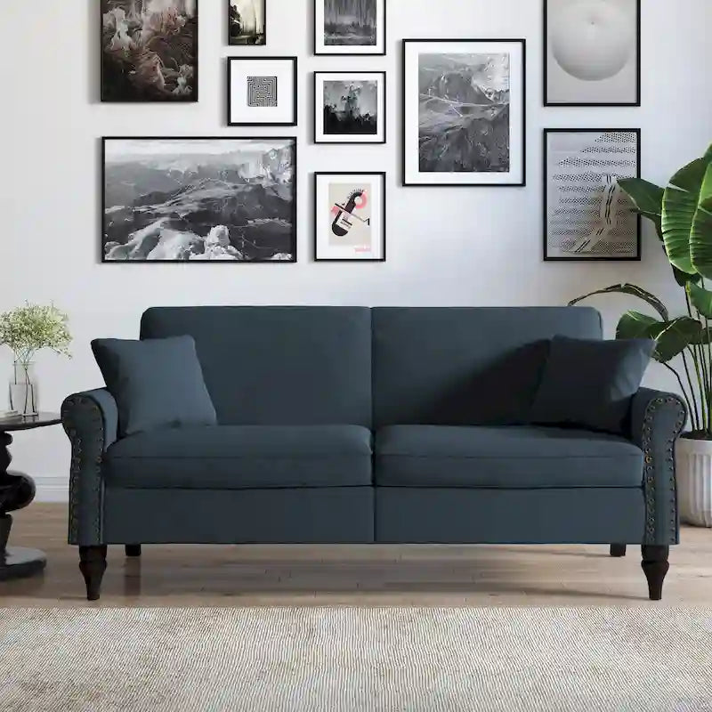 73 Nailhead Trim Sofa Rolled Arms Upholstered Loveseat