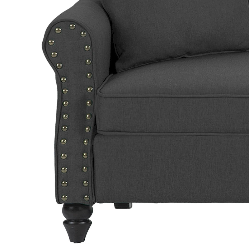 73 Nagelkopfbesatz-Sofa mit gerollten Armlehnen und Polster-Loveseat
