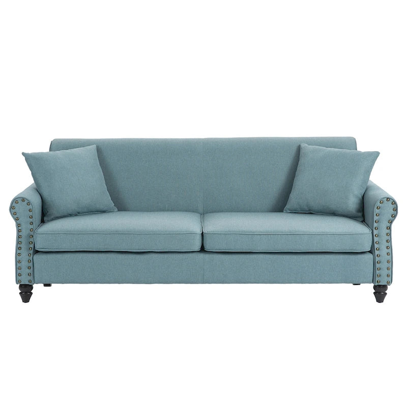 73 Nagelkopfbesatz-Sofa mit gerollten Armlehnen und Polster-Loveseat
