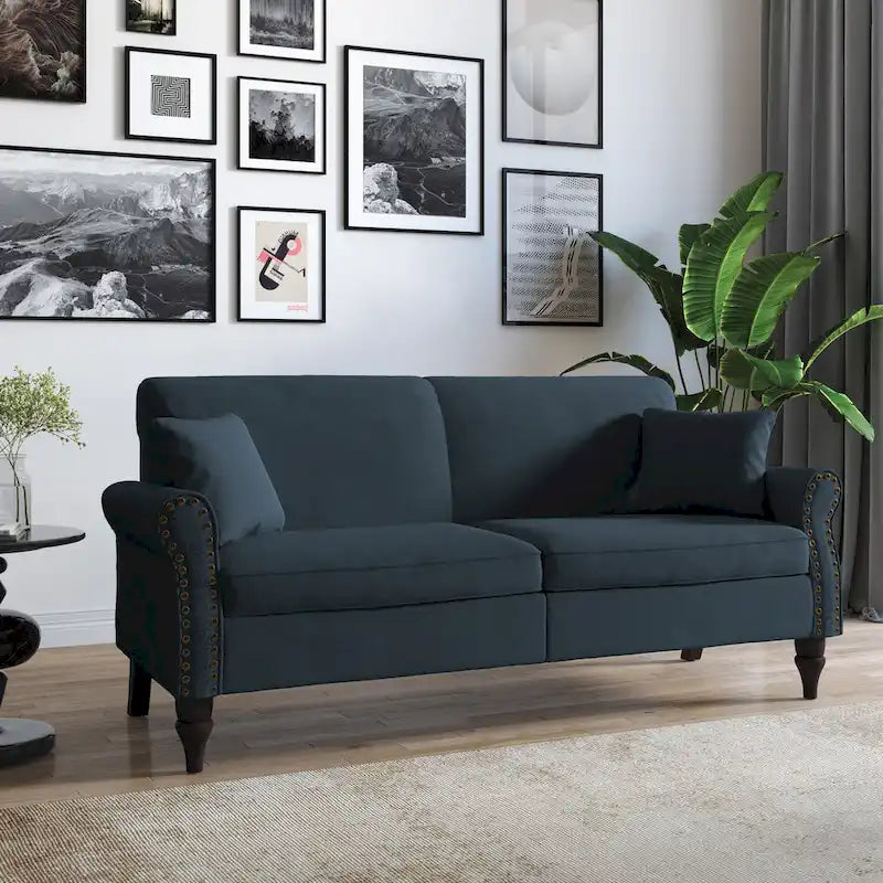 73 Nagelkopfbesatz-Sofa mit gerollten Armlehnen und Polster-Loveseat