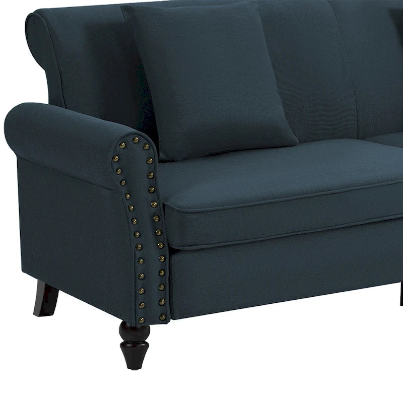 73 Nagelkopfbesatz-Sofa mit gerollten Armlehnen und Polster-Loveseat