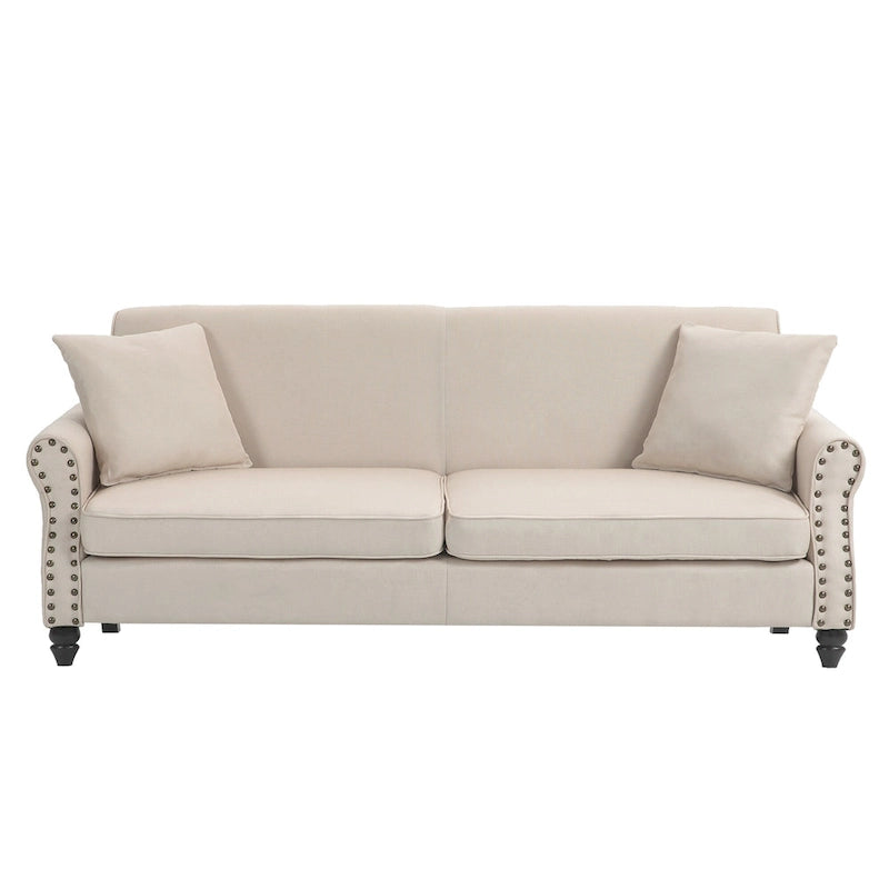 73 Nagelkopfbesatz-Sofa mit gerollten Armlehnen und Polster-Loveseat