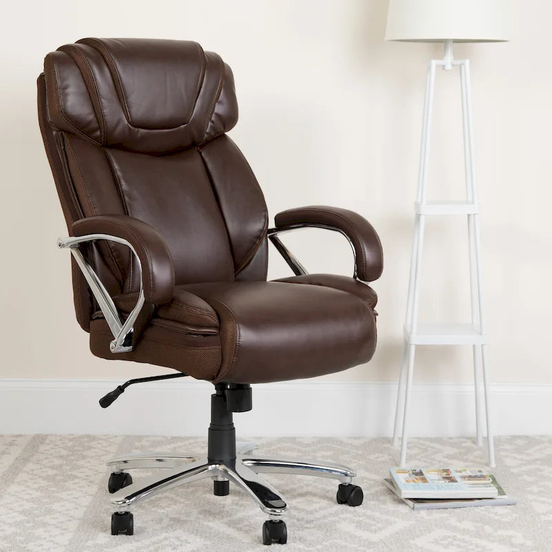 Big & Tall Chefsessel aus LeatherSoft mit Rollen und ergonomischen Funktionen