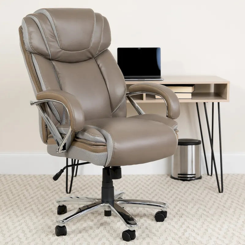 Big & Tall Chefsessel aus LeatherSoft mit Rollen und ergonomischen Funktionen