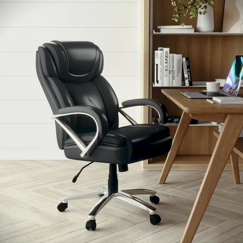Big & Tall Chefsessel aus LeatherSoft mit Rollen und ergonomischen Funktionen