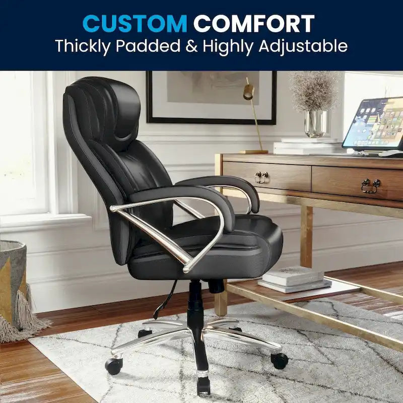 Big & Tall Chefsessel aus LeatherSoft mit Rollen und ergonomischen Funktionen