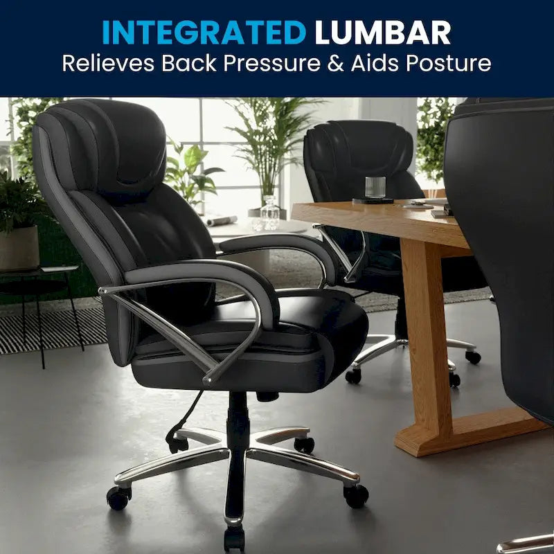 Big & Tall Chefsessel aus LeatherSoft mit Rollen und ergonomischen Funktionen