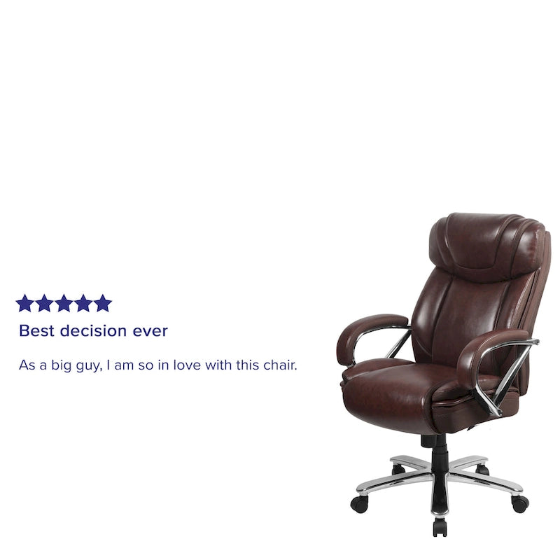 Big & Tall Chefsessel aus LeatherSoft mit Rollen und ergonomischen Funktionen