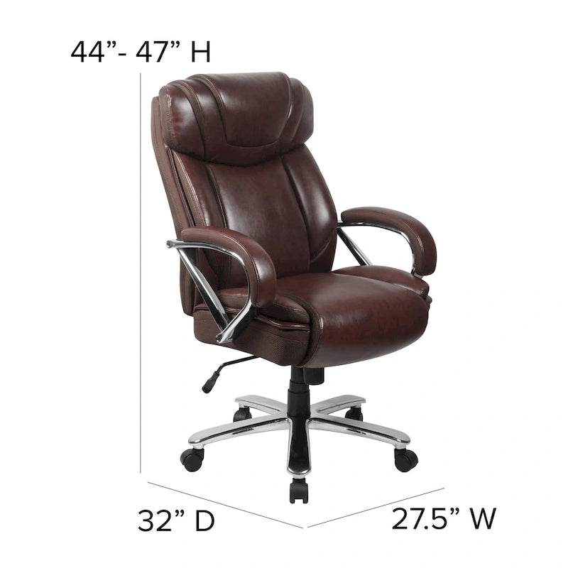 Big & Tall Chefsessel aus LeatherSoft mit Rollen und ergonomischen Funktionen