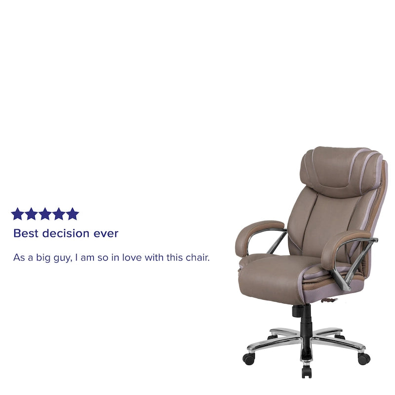 Big & Tall Chefsessel aus LeatherSoft mit Rollen und ergonomischen Funktionen