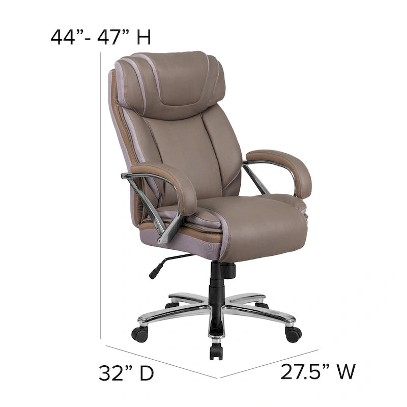 Big & Tall Chefsessel aus LeatherSoft mit Rollen und ergonomischen Funktionen