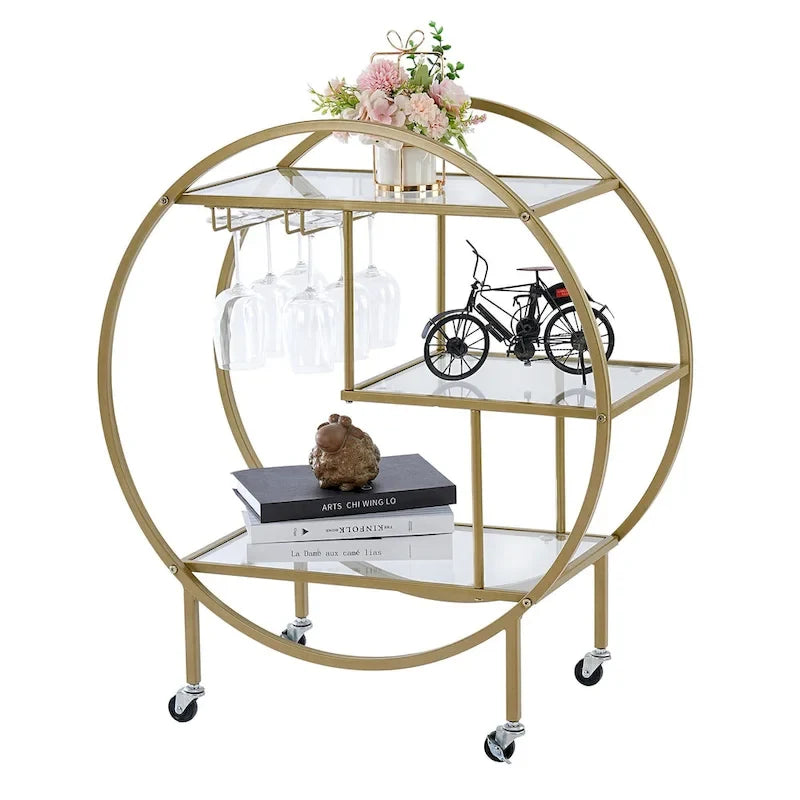 Mobile Bar Cart Drink Cabinet - Sleek and Stylish Home & Food Accessories Display